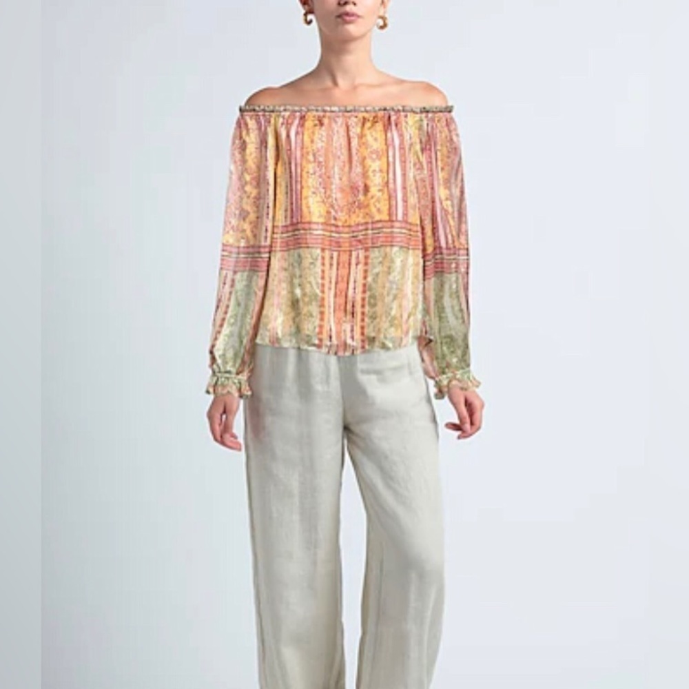 Hale Bob off the shoulder silk top